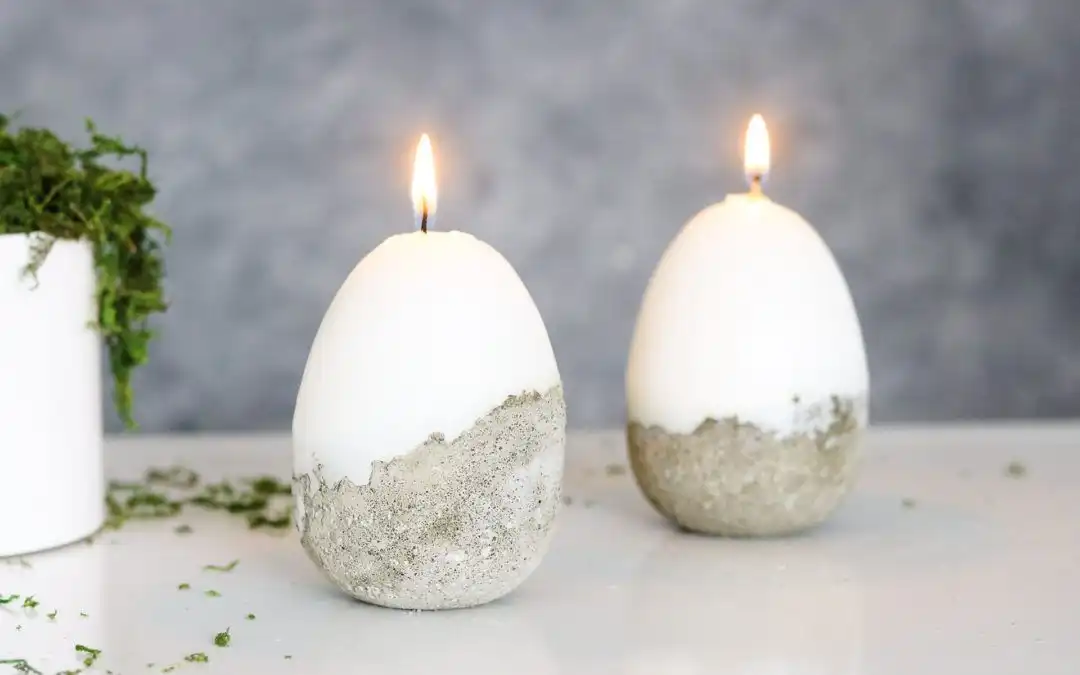 Concrete Easter egg candle