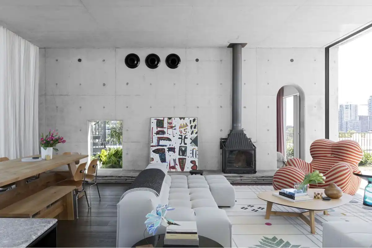 Concrete Living room interior Design