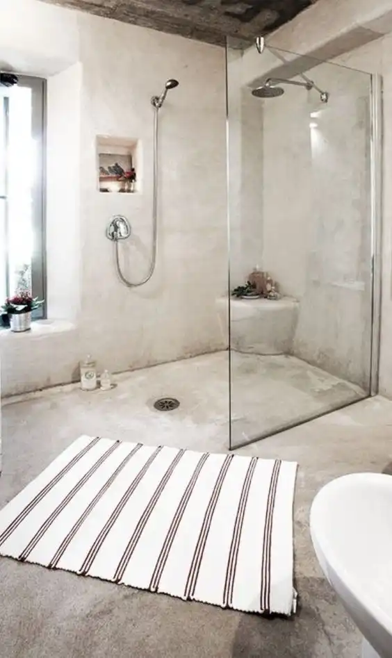 Concrete bathroom shower design