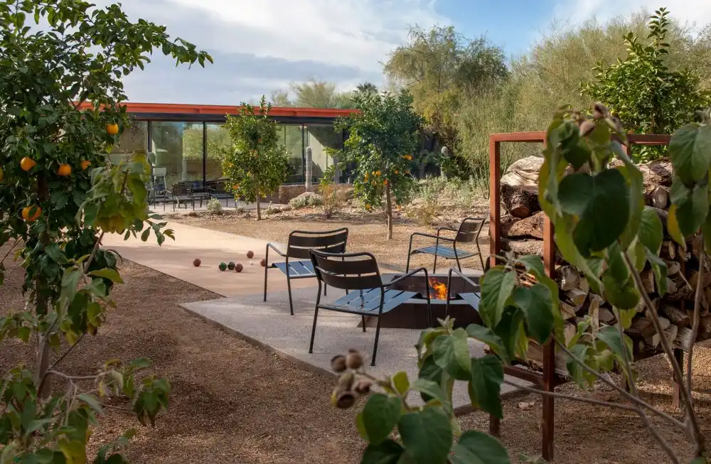 The outdoor areas increase the overall beauty and character of the house. The fire pit is a great feature