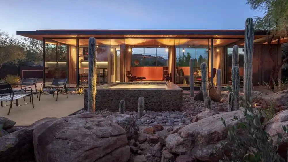 The new glass walls have steel frames and offer panoramic views of the surroundings