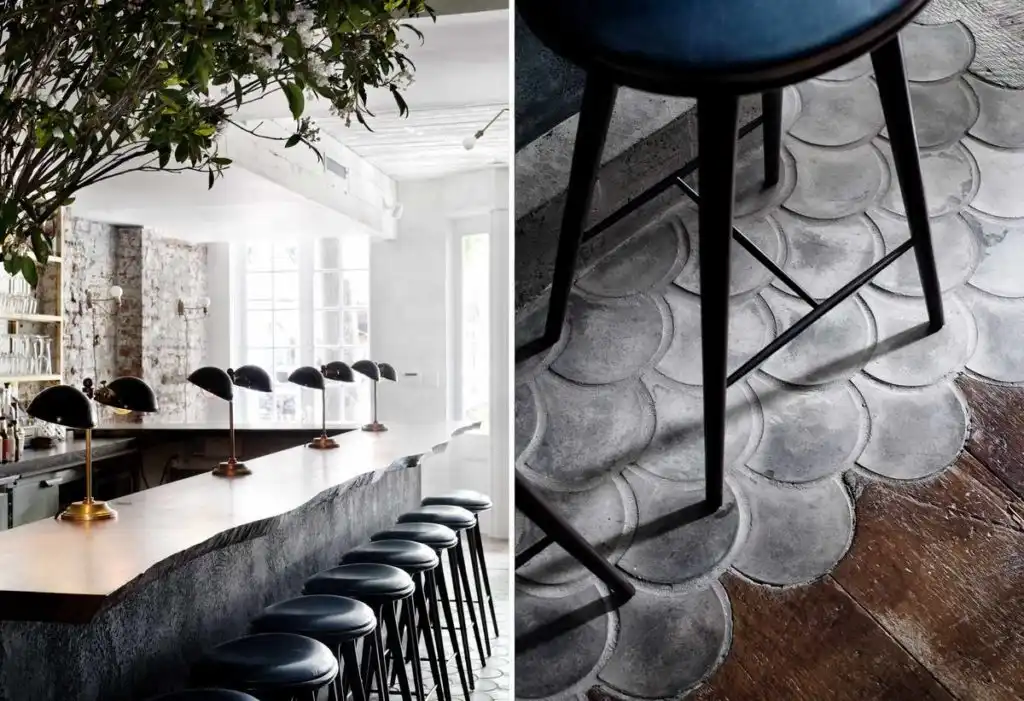 Concrete restaurant fish scale tile 1024x701