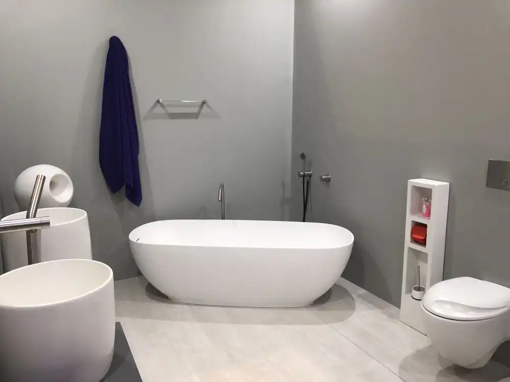 Contemporary bathroom with gray decor