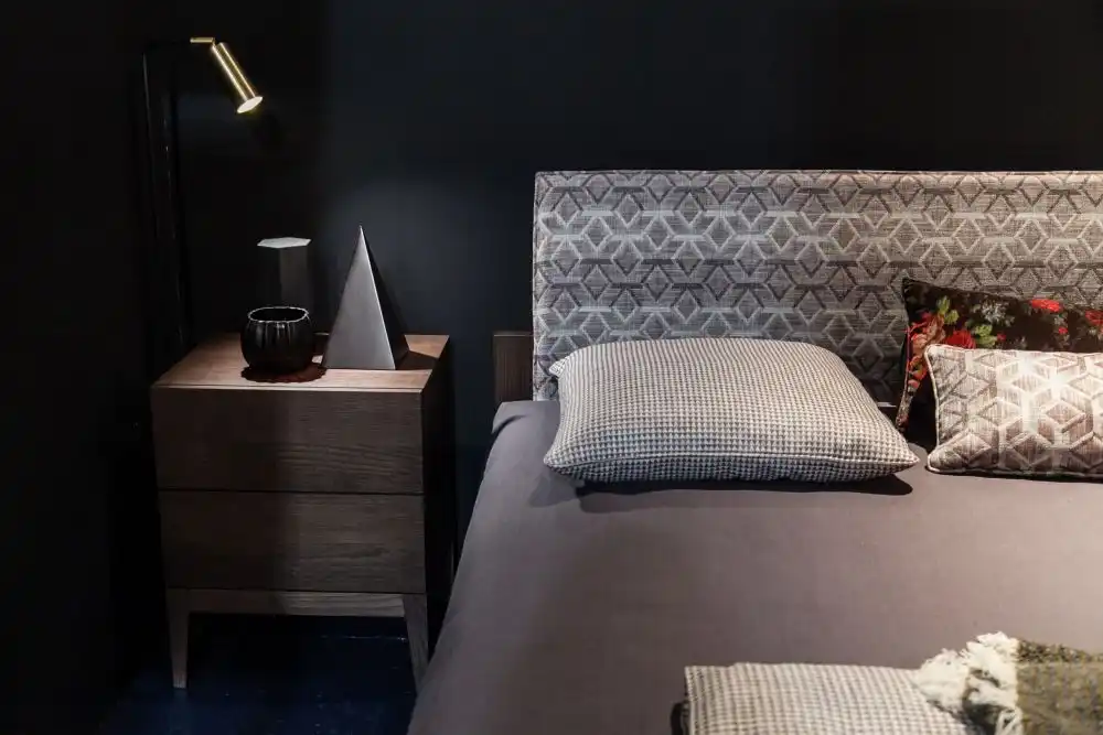 Contemporary modern bedside table in wood