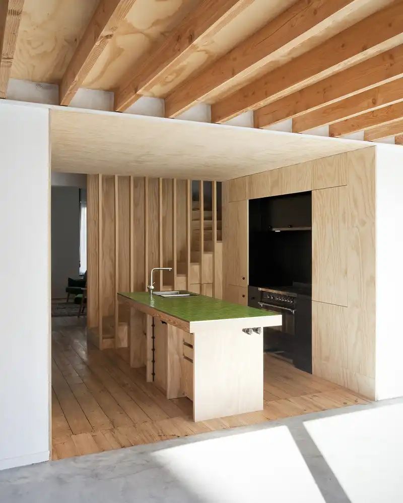 Conversion of a Townhouse in Brussels by Label architecture plywood accents