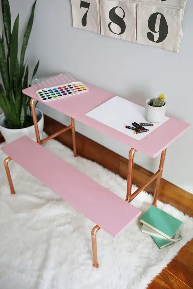 Copper pipes small desk for kids