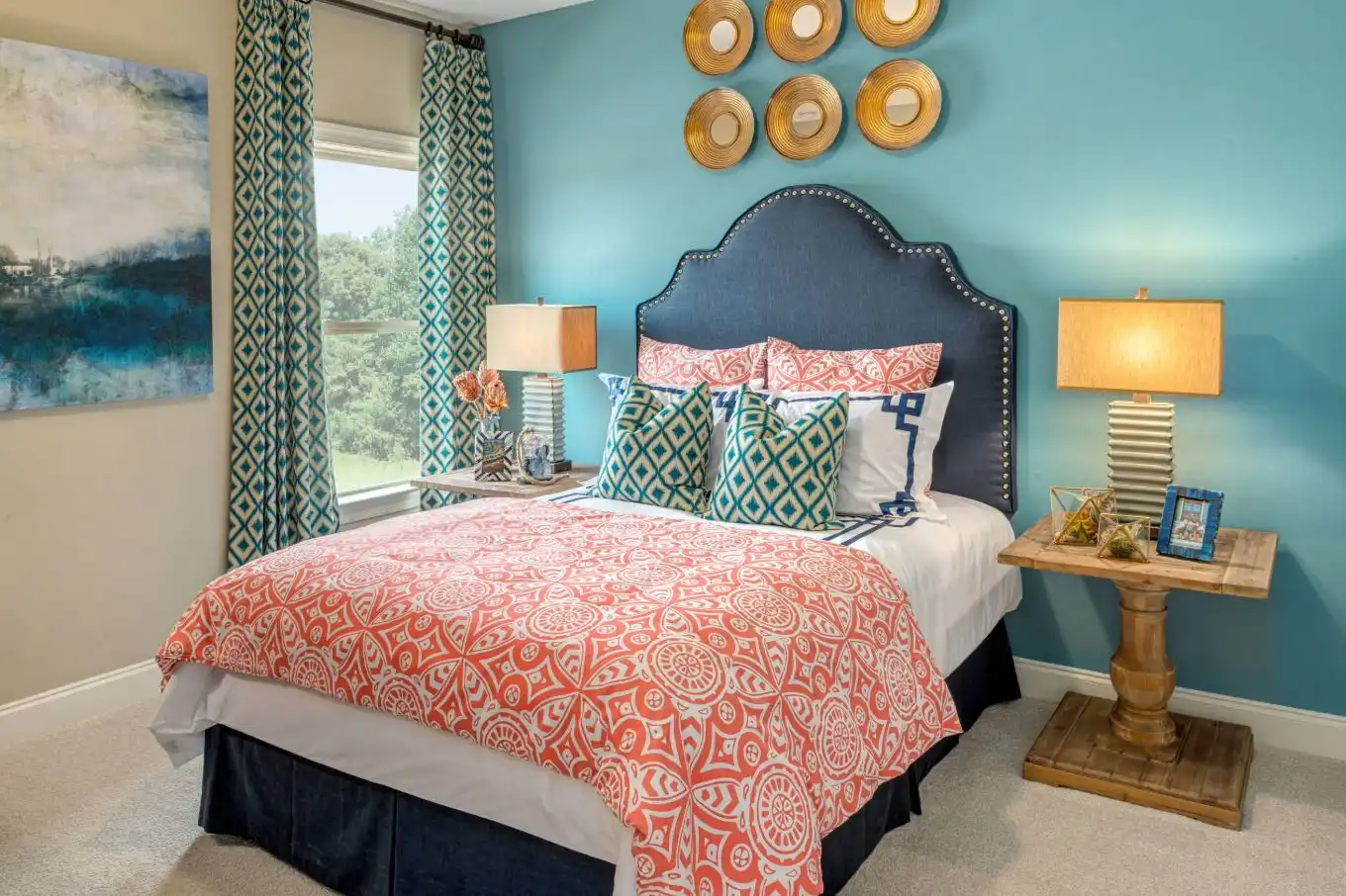 Coral color bedding patterns