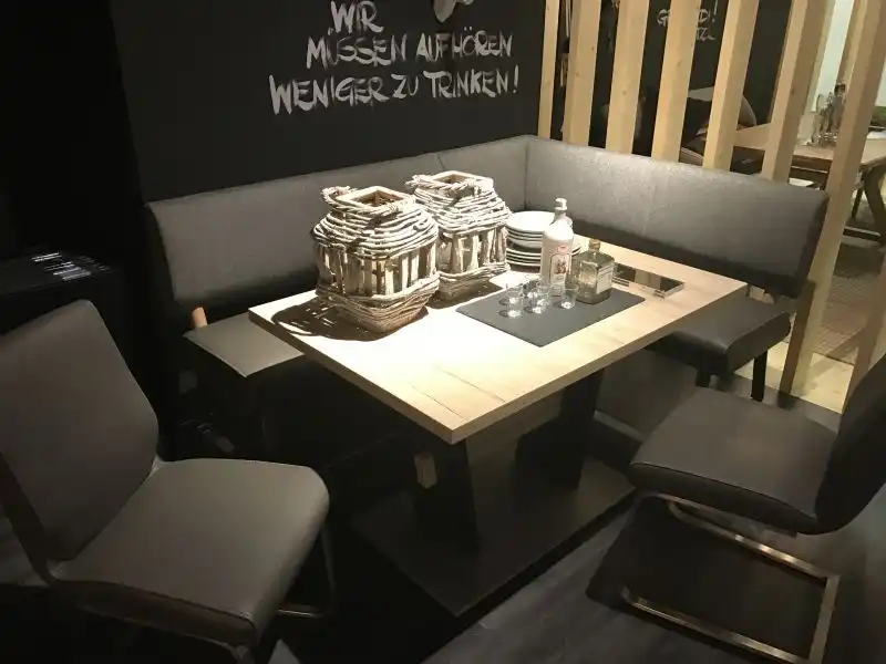 Corner small dining area with bench
