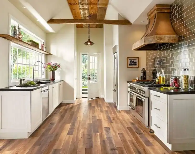 Country kitchen wood floor