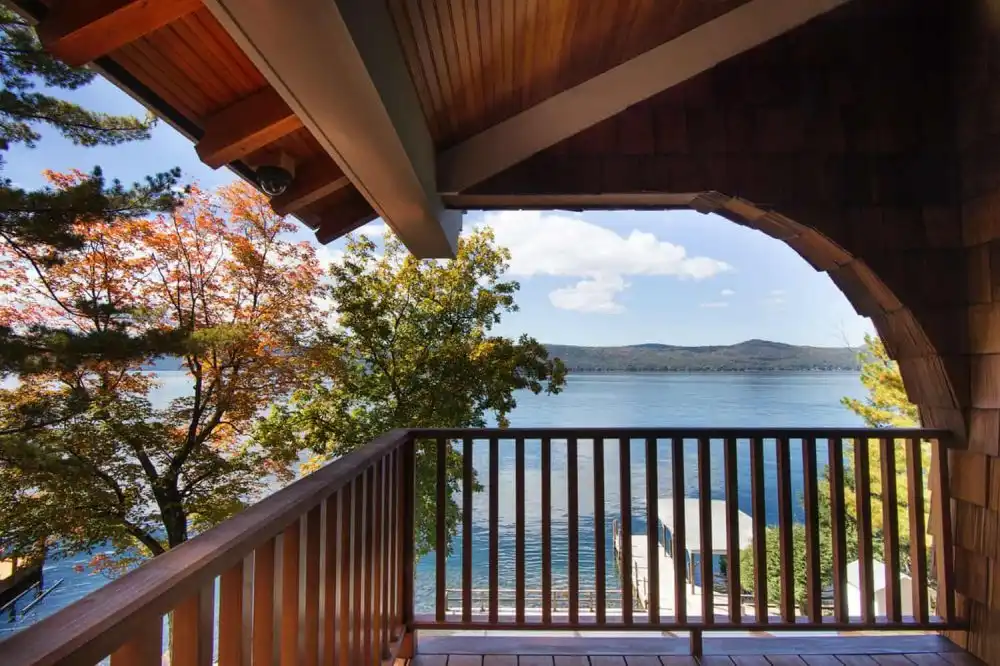 Crafts camp house on Lake George balcony view