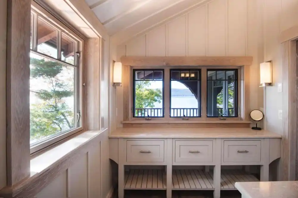 Crafts camp house on Lake George bathroom vanity