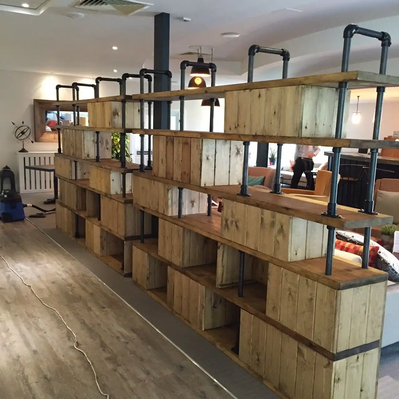 Crates and pipes perfect wall divider