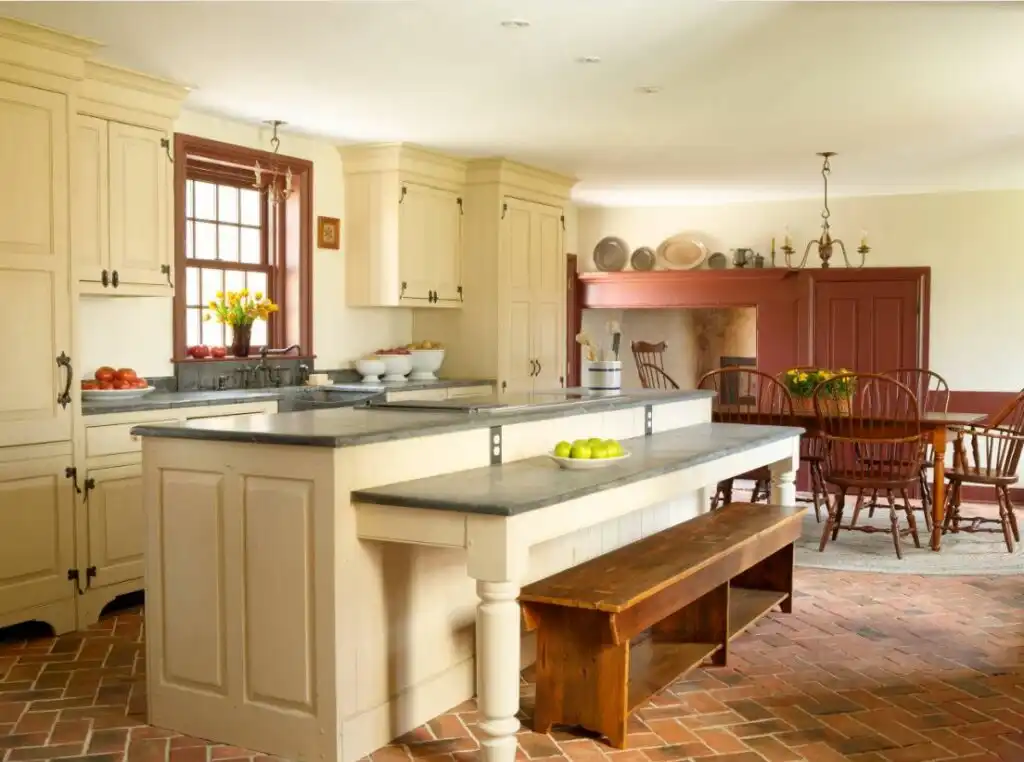Creamy White Kitchen with two leves island
