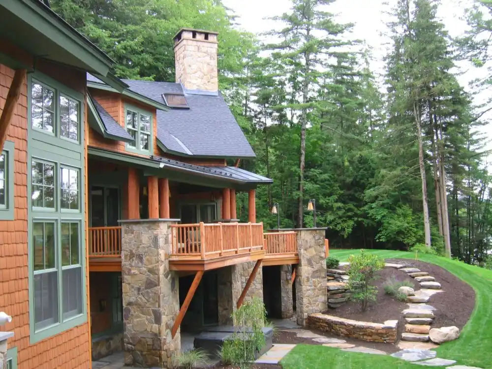 Creating a rustic and mountain landscape decor with boulders steps
