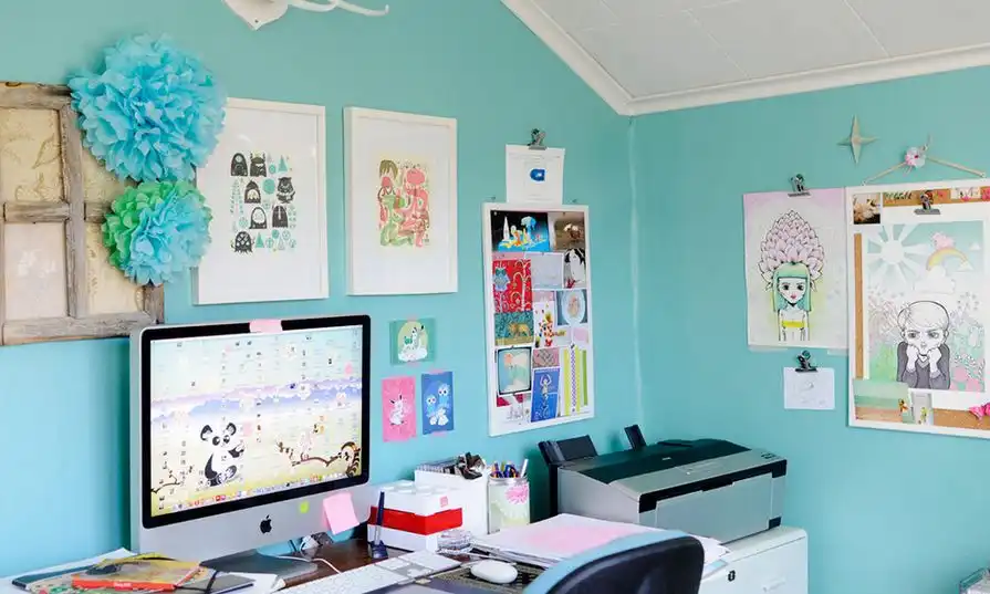 Creative tiffany blue paint walls for office