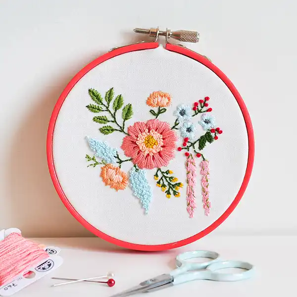 Cross Stitch embroidered bouquet