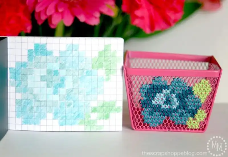 Cross stitch office storage container
