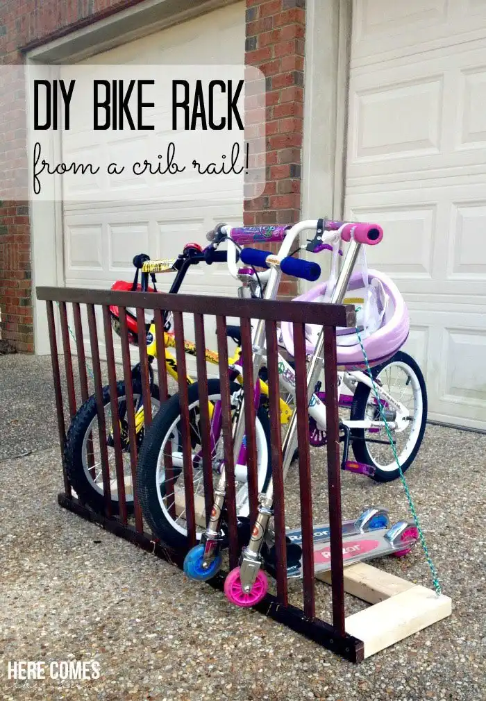 DIY BIKE RACK FROM A CRIB RAIL