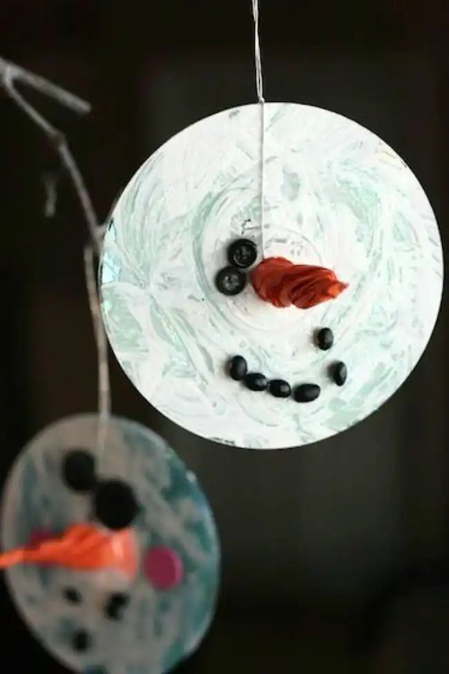 DIY CD snowmen ornament