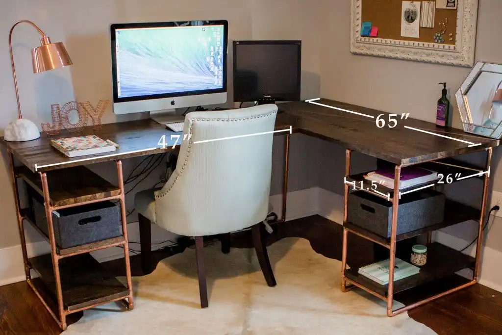 DIY Copper L Shaped Desk