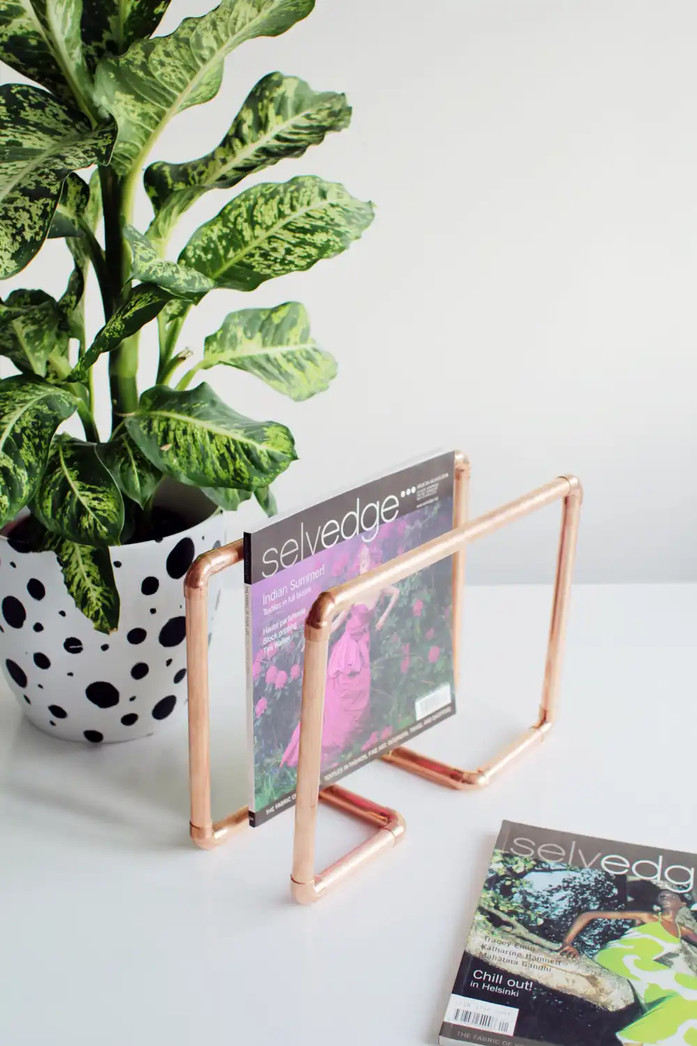 DIY Copper Pipe Magazine Rack