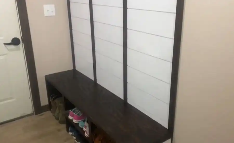 Shiplap coat rack with bench