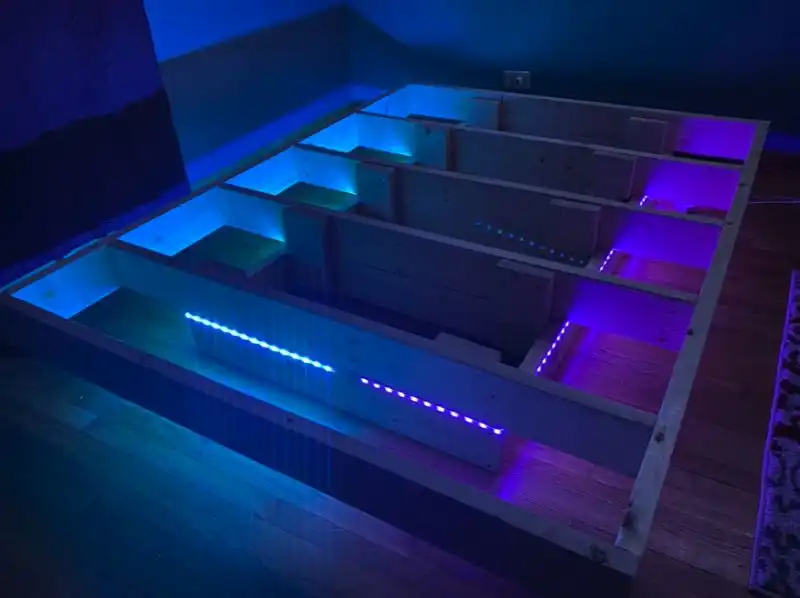 Floating bed frame base