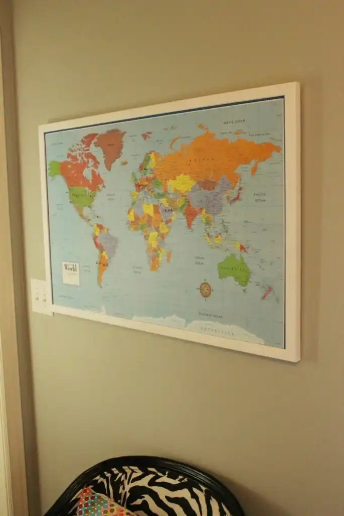 DIY Framed Map Corkboard Bulletin 683x1024