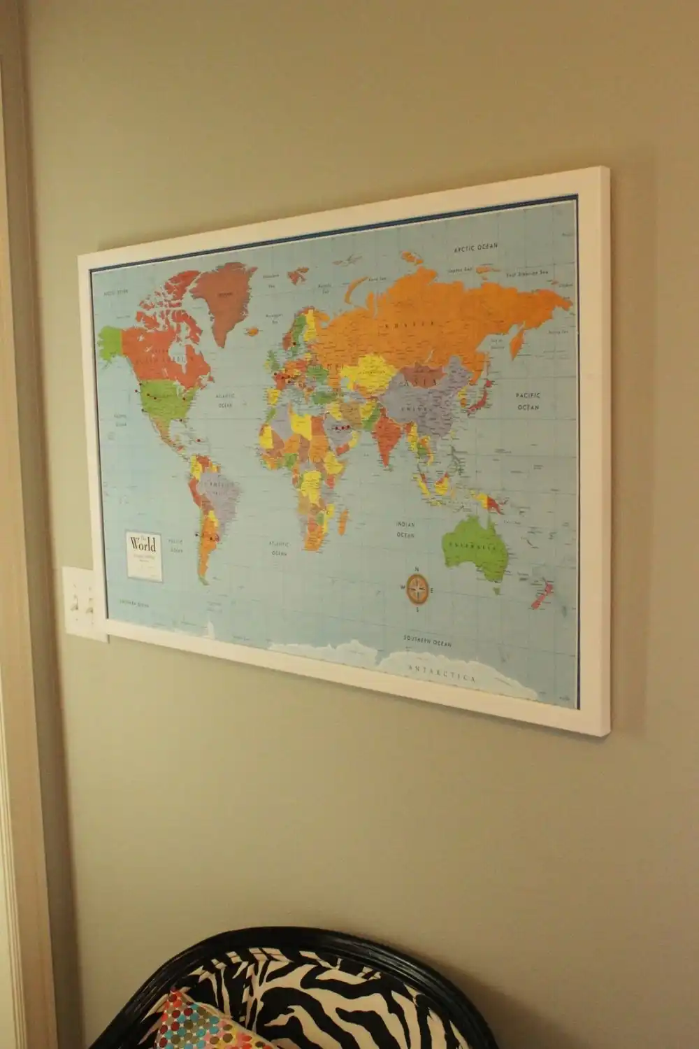 DIY Framed Map Corkboard - polished frame