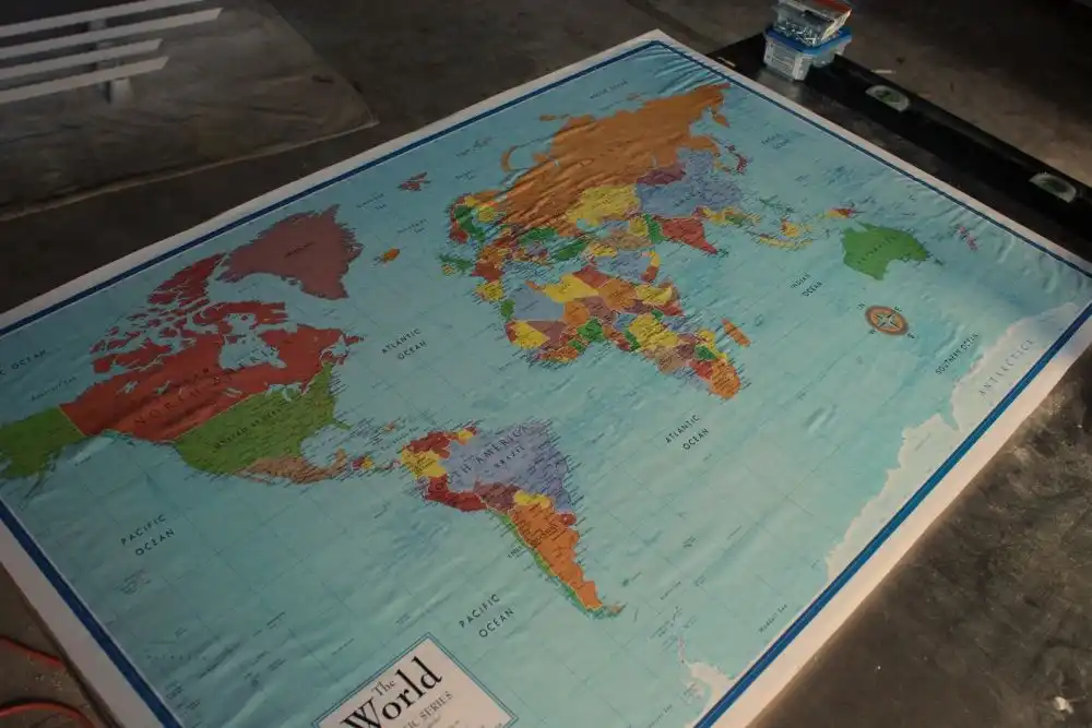 DIY Framed Map Corkboard - prepare the map