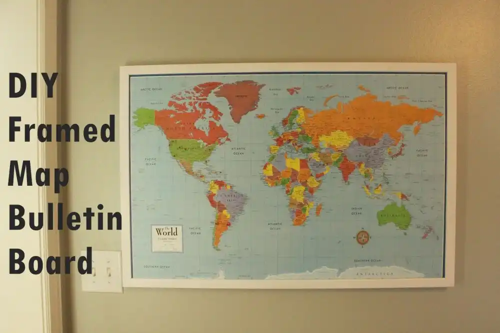 DIY Framed Map Corkboard Bulletin