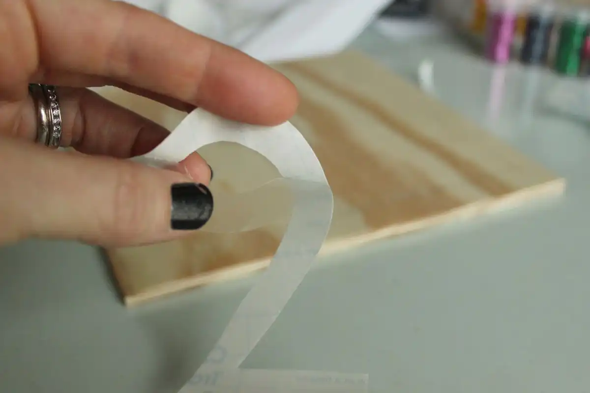 DIY Glitter Candles - backing off the contact paper