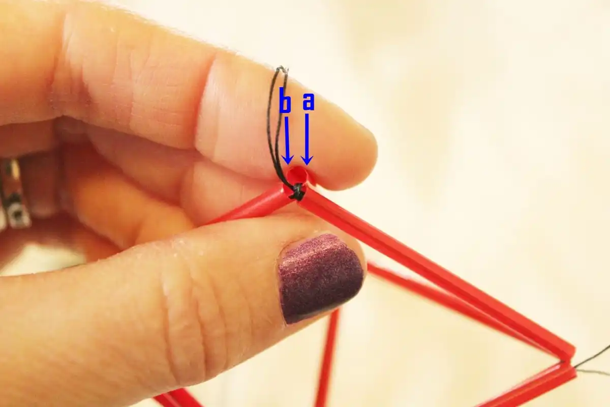 DIY Goemetric Straw Ornaments You will not want to knot these side joints