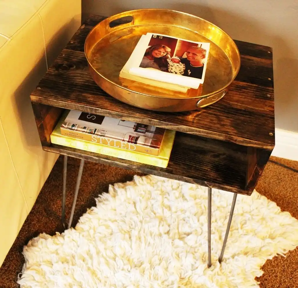 DIY Hairpin Leg Side Table - Lower Shelf