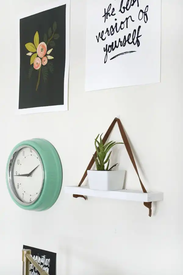 DIY Leather Hanging Shelf