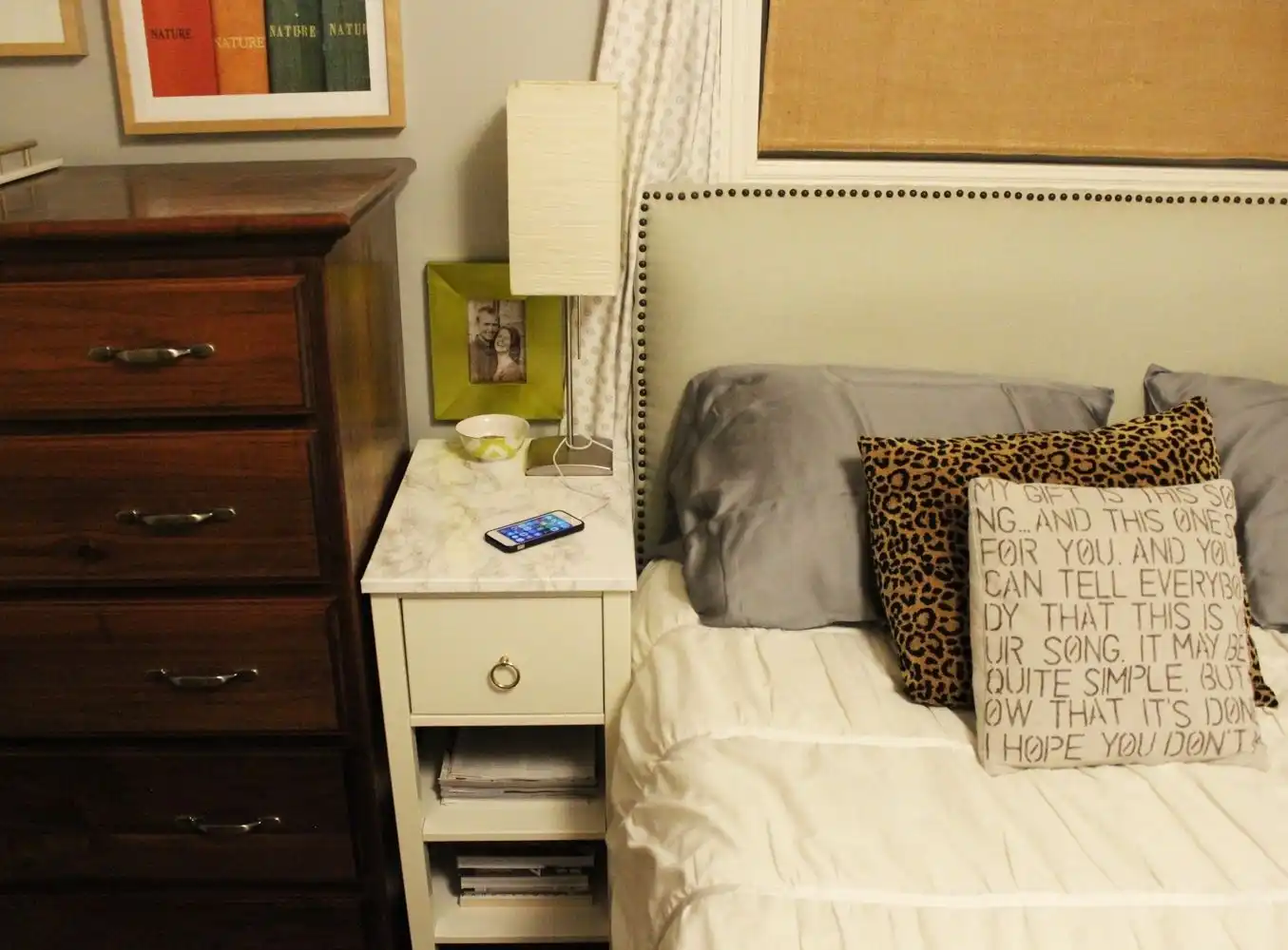 DIY Marble Contact Paper Night Stand