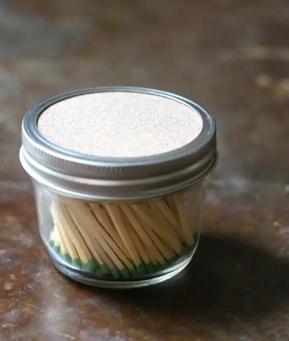DIY Mason Jar Match Holder Sandpaper Lid