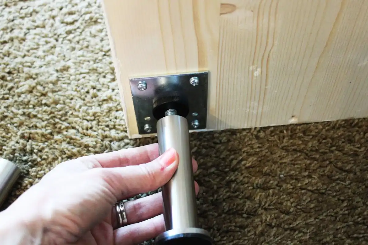 DIY Modern Wooden Dresser Screw the capita legs