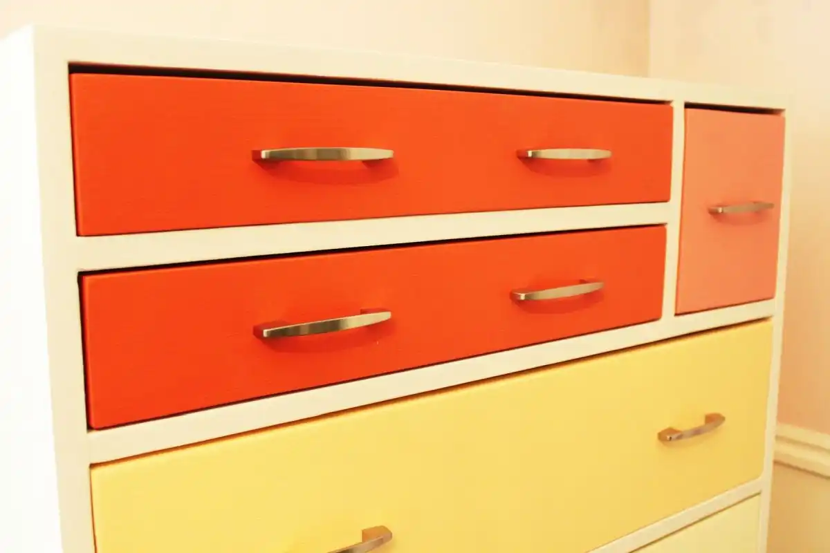 DIY Modern Wooden Dresser with bold colors