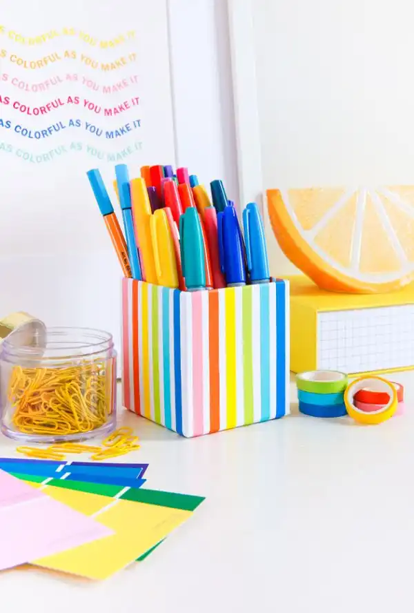 DIY RAINBOW PENCIL CUP
