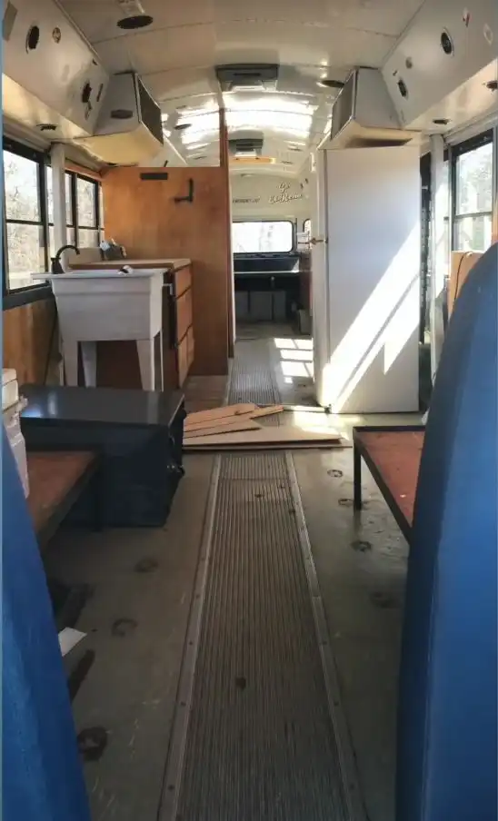 DIY SCHOOL BUS TINY HOUSE CONVERSION interior