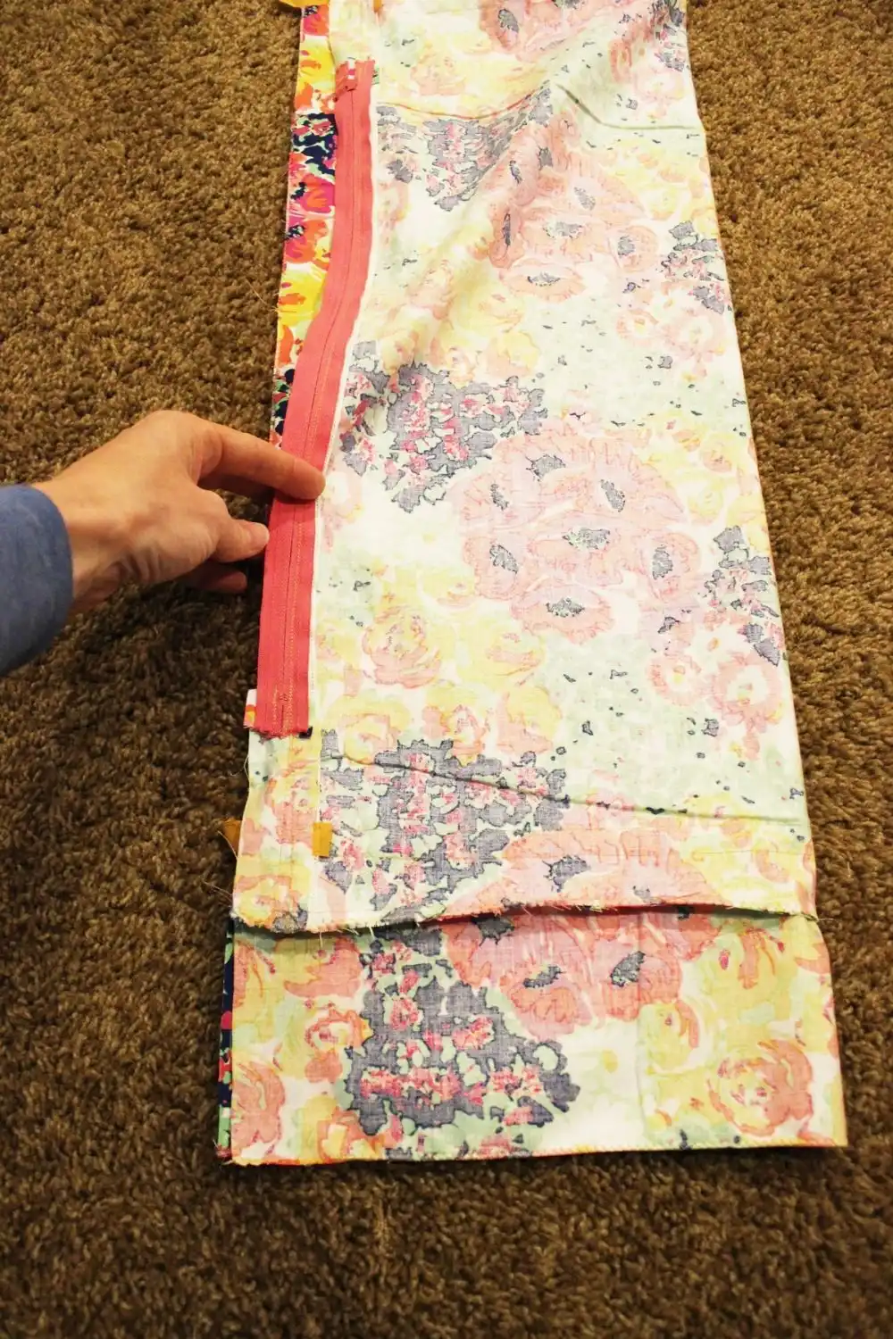 DIY Sew a Bolster Pillow Fold your fabric in half
