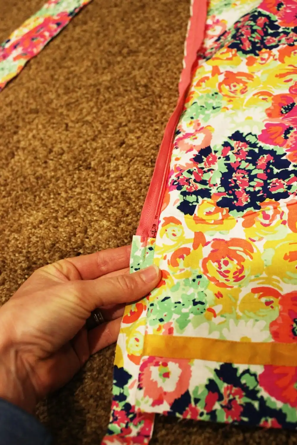 DIY Sew a Bolster Pillow Unfold the zipper