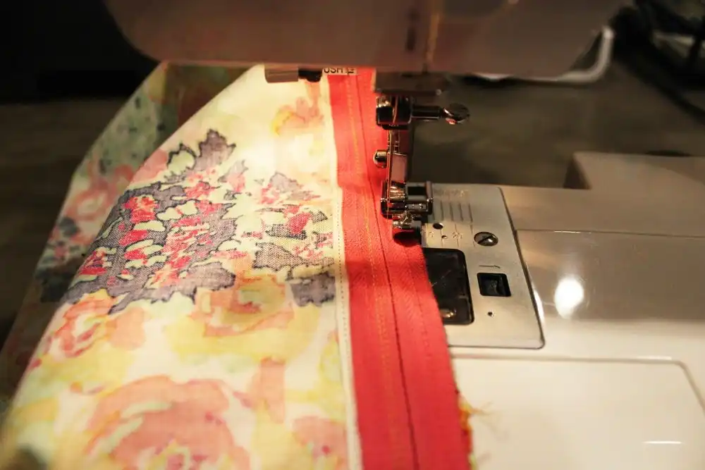 DIY Sew a Bolster Pillow align all edges and then use your zipper foot