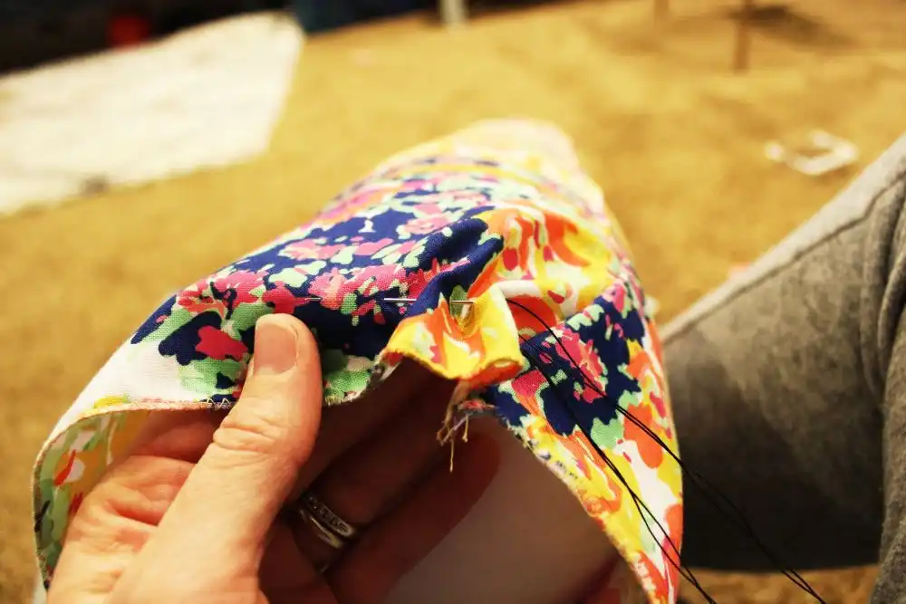 DIY Sew a Bolster Pillow sewing on buttons or other heavy duty purpose