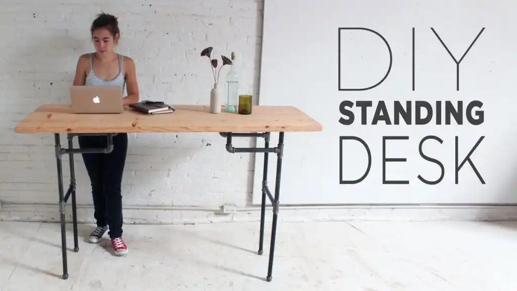 DIY Standing Desk From Galvanized Pipes 1024x576