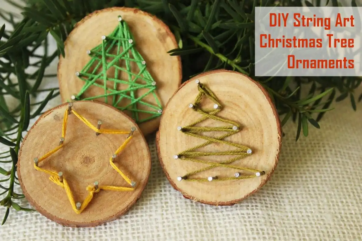 DIY String Art Christmas Tree Ornaments