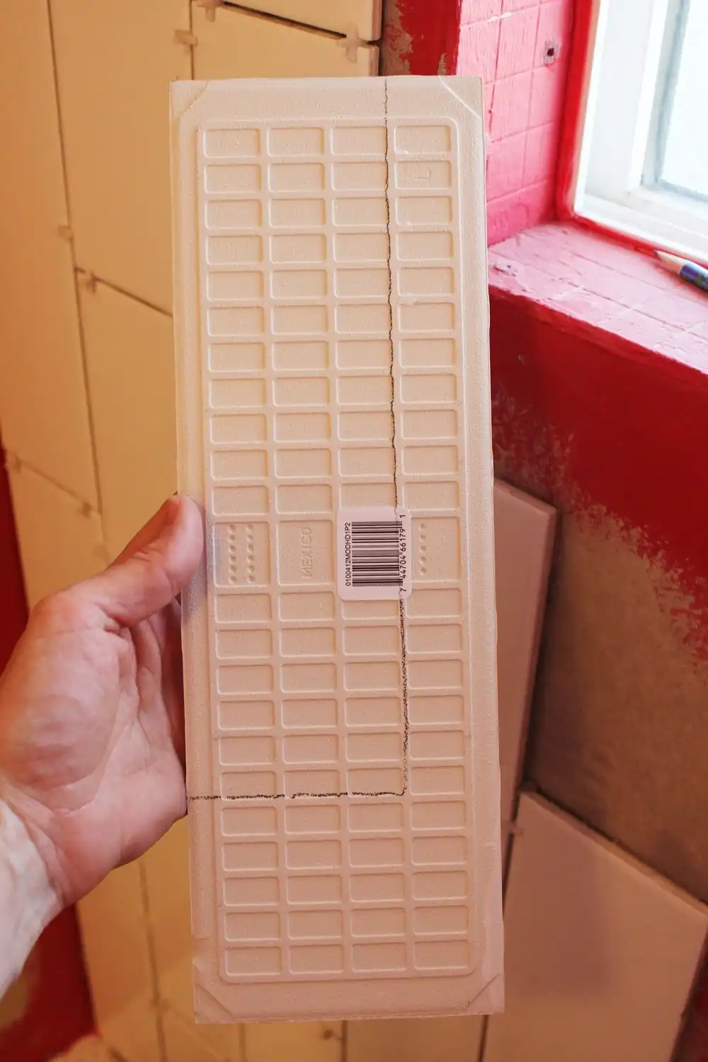 DIY Tile Shower Tub Surround-line on the back