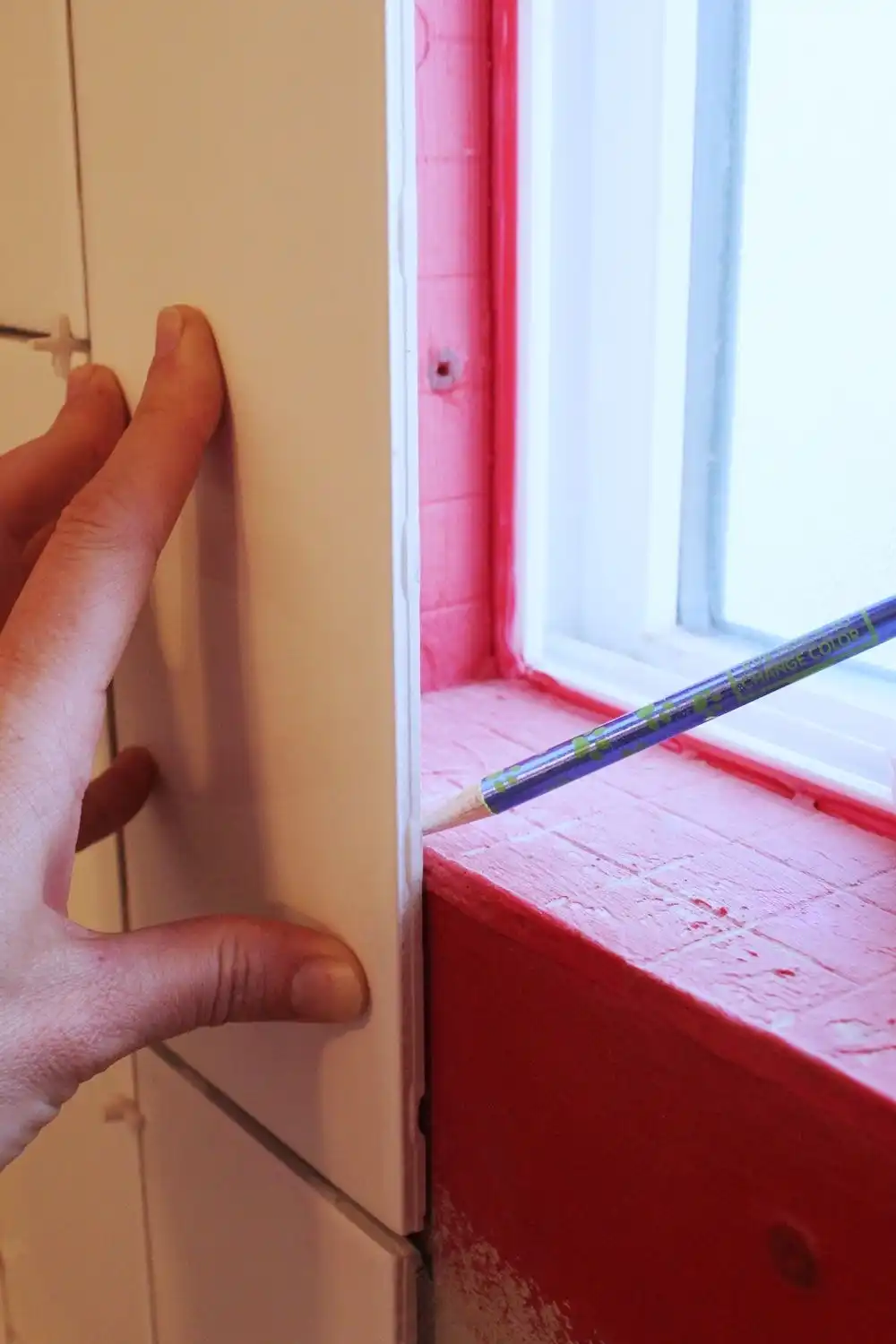 DIY Tile Shower Tub Surround-pencil draw