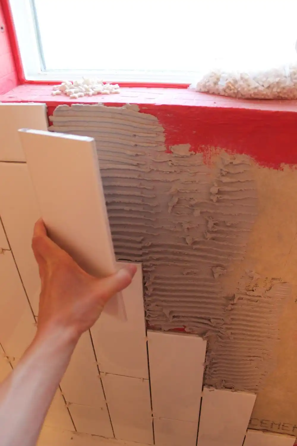 DIY Tile Shower Tub Surround- spacers